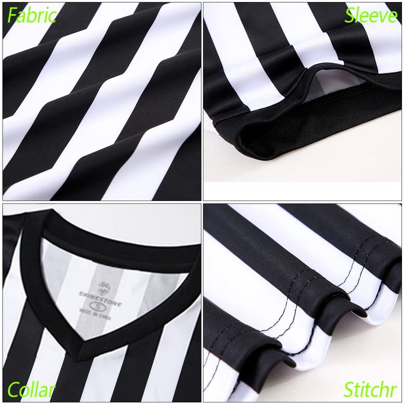 Shinestone Referee Shirt, Referee Costume Shirt for Womens and Mens, V Neck Referee Umpire Shirt Jersey for Football, Soccer and Sports for Christmas (Small) - Image 5